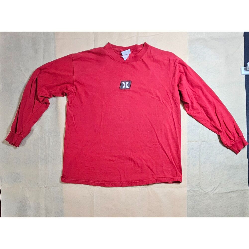 Vintage Y2k Hurley Red Central Embroidered Logo Long Sleeve Tee M